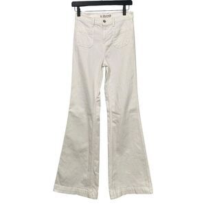 J Brand White Jeans Long Flare Bell Bottom Patch Pockets Sailor Size 26 Cut 7639